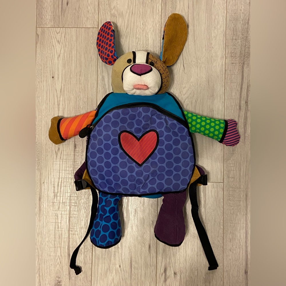 Romero Britto Back Pack RARE Popplush for Enesco Pablo The Dog Puppy Animal 2010
